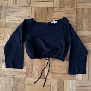 Something Navy Open Back Black Cropped Top
